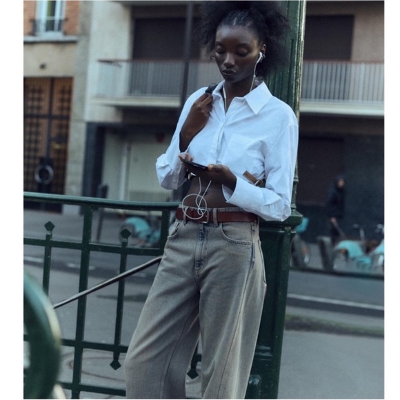 🦋 Bloggers’ Favorite 🦋 ZARA BELTED CROPPED GABARDINE SHIRT ZW COLLECTION SZ M - Picture 5 of 13